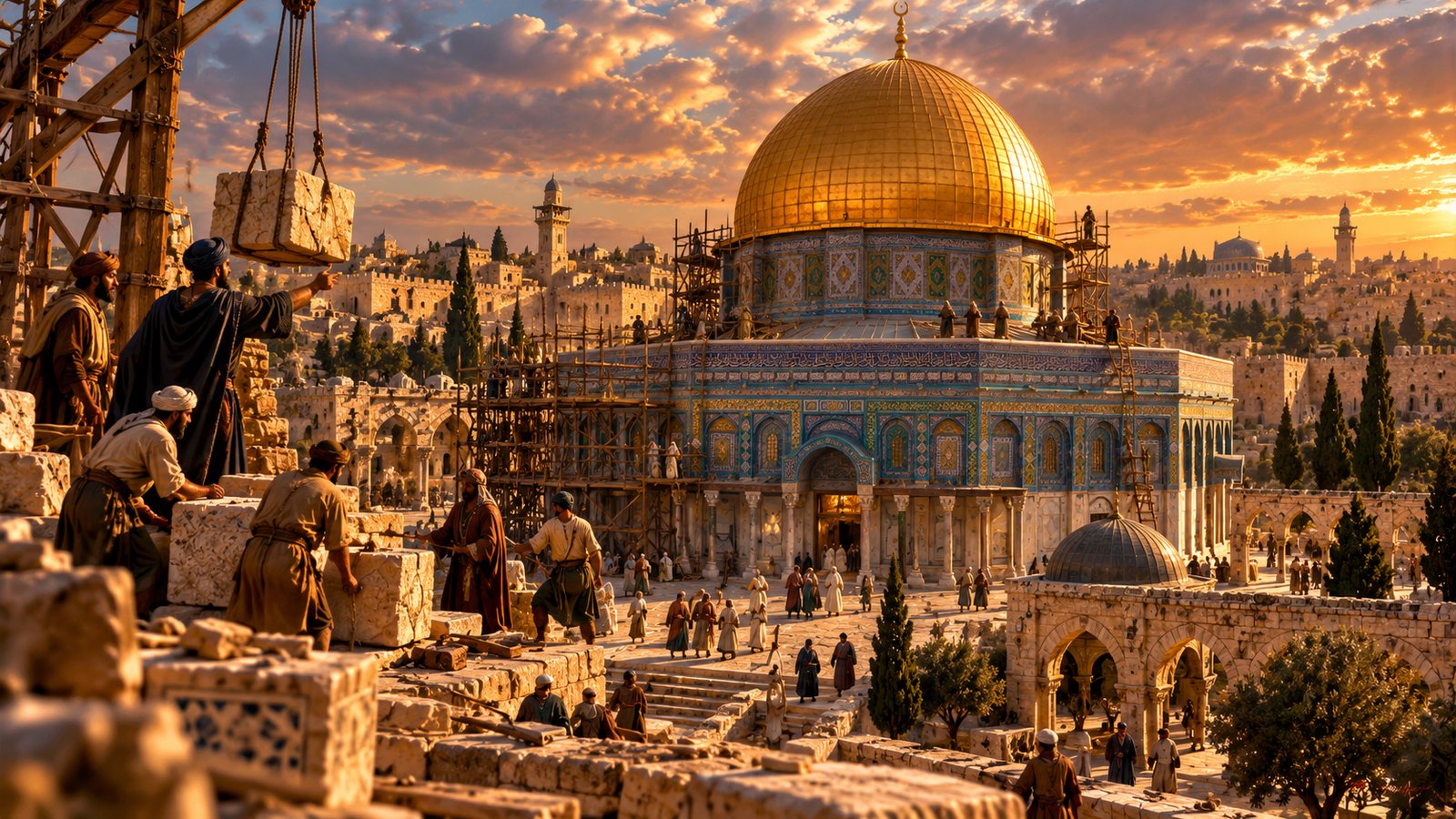 Illustration: The Dome of the Rock — The shrine is built on the Temple Mount in AD 691–692.