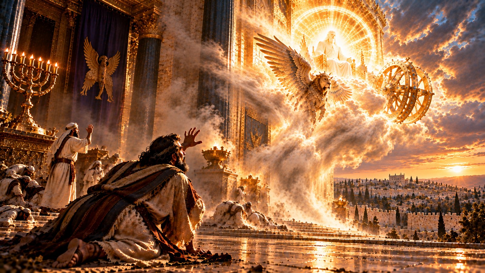 Illustration: God's Glory Departs the Temple — In Ezekiel's vision the glory of the Lord leaves the Temple (Ezekiel 10–11).