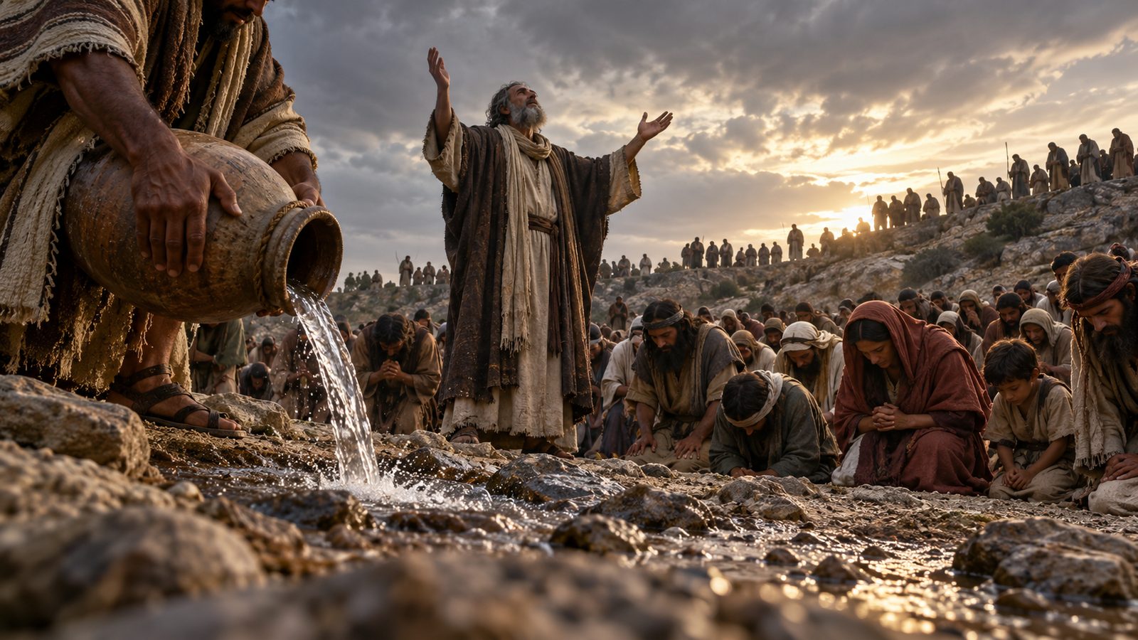 Samuel at Mizpah: Water Poured Out Before the Lord Illustration: Samuel at Mizpah: Water Poured Out Before the Lord