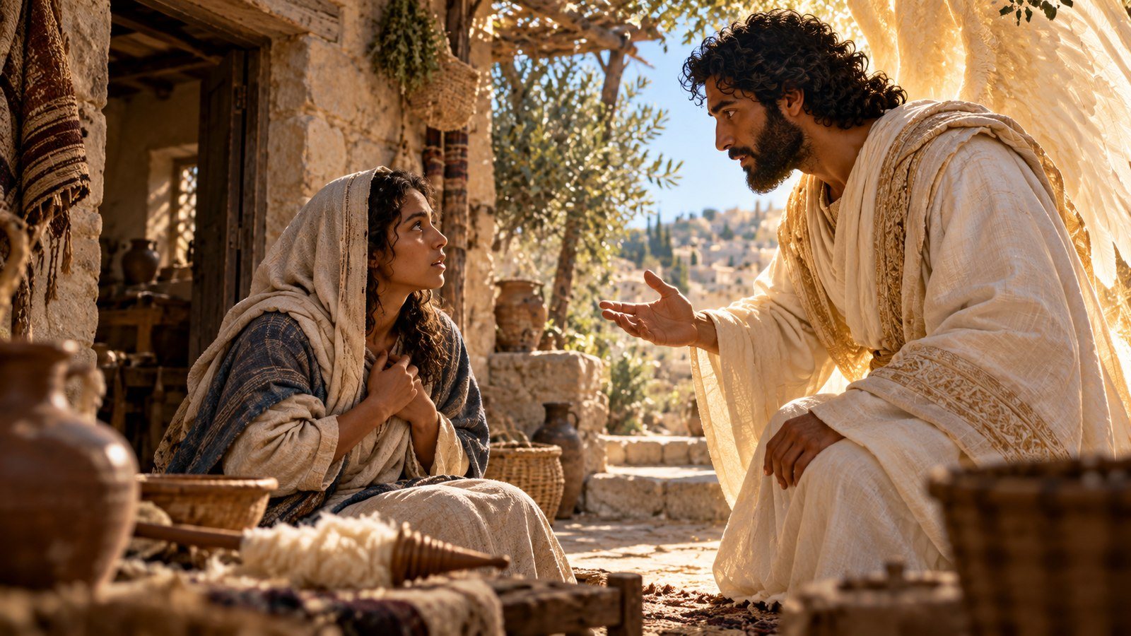 Gabriel announces the faithful Son of David Illustration: Gabriel announces the faithful Son of David. The angel Gabriel tells Mary that her Son will be called the Son of the Most High and will receive the throne of His father David.