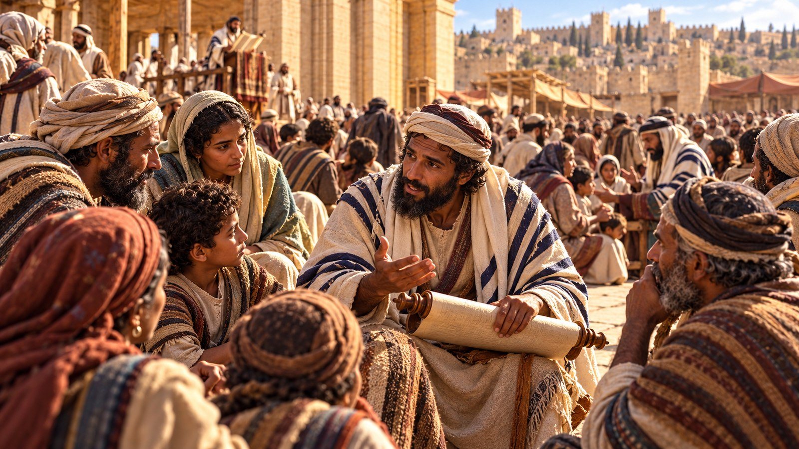 The Levites help small groups understand the reading Illustration: The Levites help small groups understand the reading. The Levites help the people understand as Ezra reads the Law, giving the sense so that they understand the reading.
