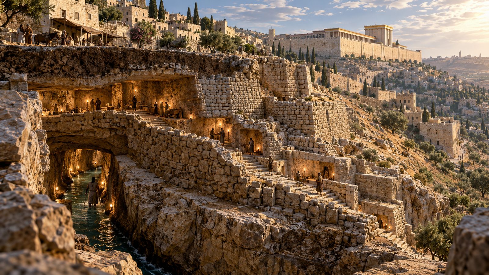The City Beneath the City: Jerusalem’s Archaeological Layers Illustration: The City Beneath the City: Jerusalem’s Archaeological Layers. Excavations in the City of David uncover the layers of Jerusalem's history beneath the modern city, from David's time onward.