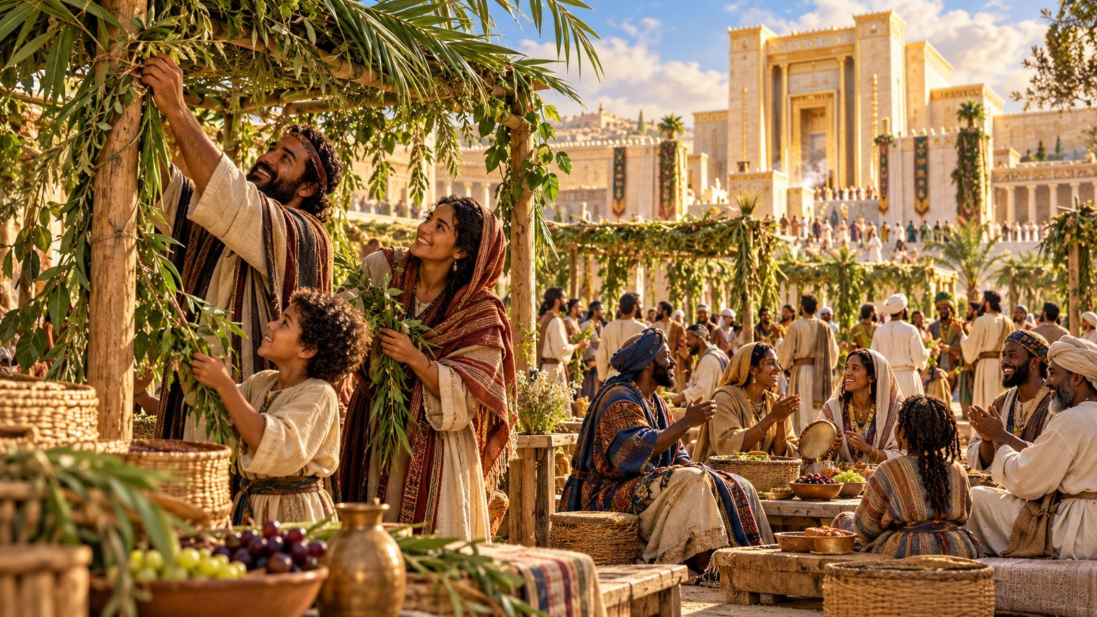 The nations worship the King at the Feast of Booths Illustration: The nations worship the King at the Feast of Booths. Zechariah foresees the nations going up year by year to Jerusalem to worship the King, the Lord of hosts, and to keep the Feast of Booths.