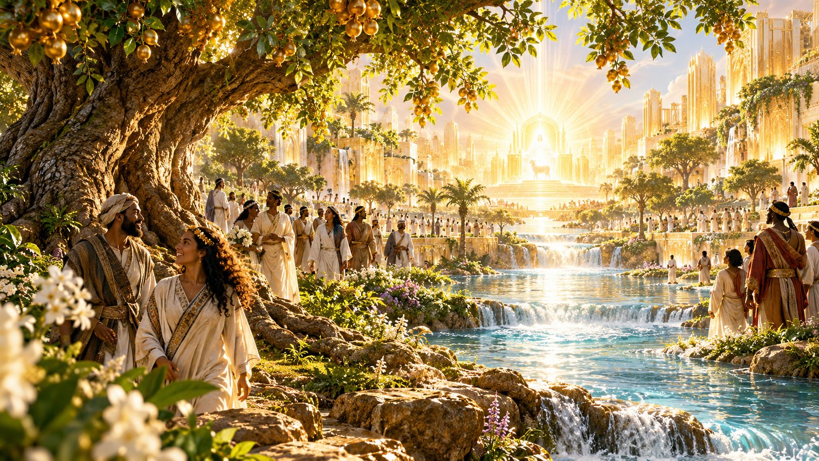 The River and Tree of Life in the New Jerusalem Illustration: The River and Tree of Life in the New Jerusalem
