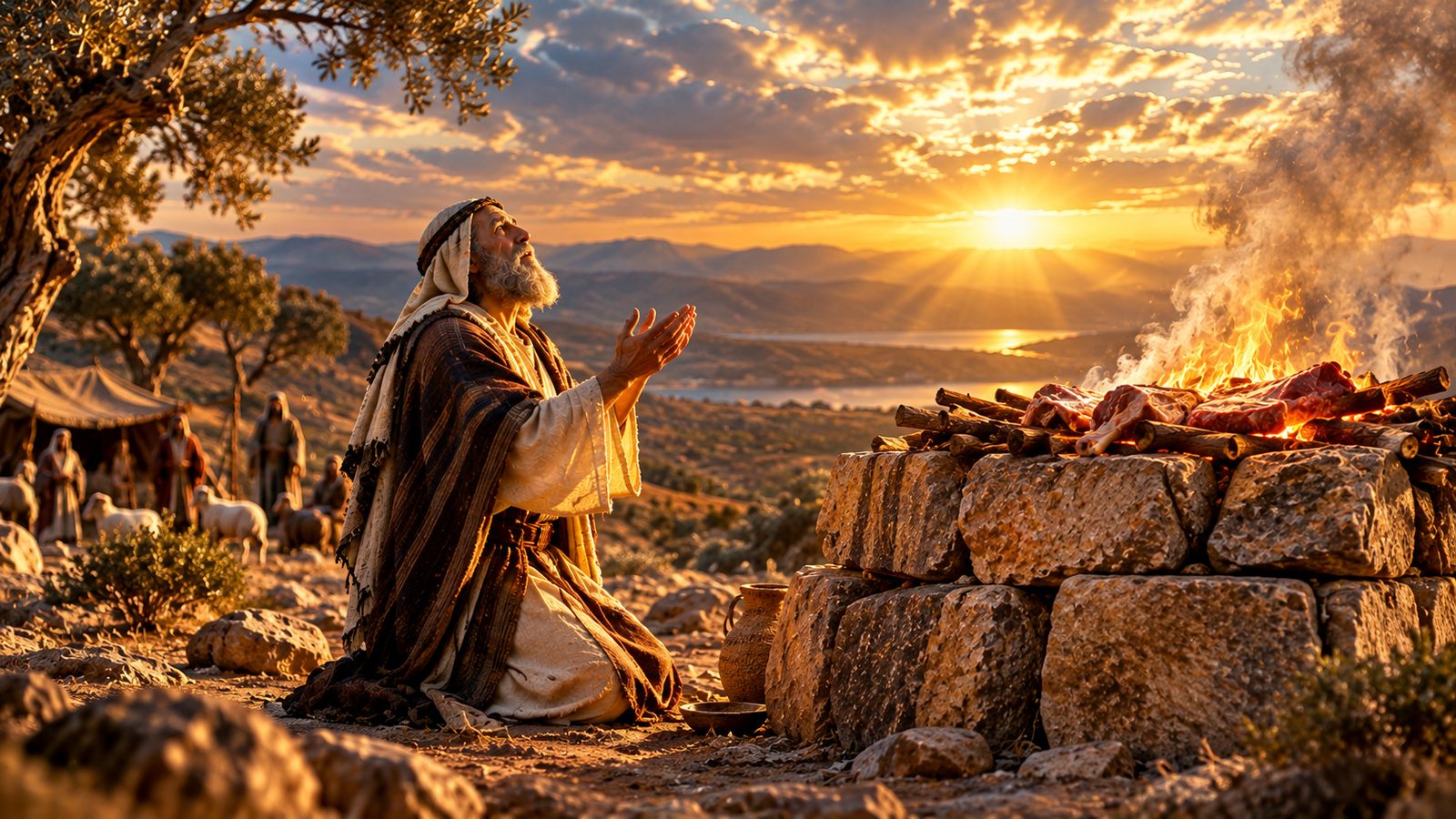Illustration: Patriarchal Altars — Abraham, Isaac, and Jacob build altars and call on the name of the Lord (Genesis 12–35).